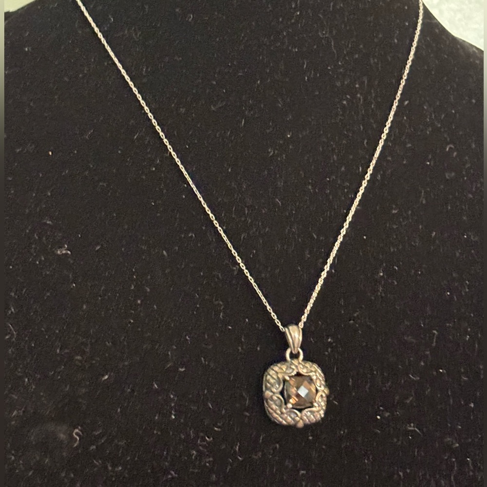 925 smoky quartz 20” necklace